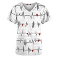 thumbnail image 3 of EGNMCR Scrub for Women Short Sleeve Casual Printed V Neck Pocket Scrub Top Workwear, 3 of 4