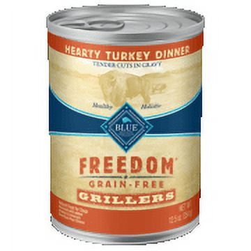 Blue Buffalo Freedom Grillers Grain Free Natural Adult Wet Dog Food, Hearty Turkey 12.5oz cans (Pack of 12)
