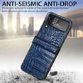 thumbnail image 6 of SaniMore for Samsung Galaxy Z Flip 4 6.7" 2022 Case, Crocodile Texture PU Leather Hinge Protection Wear-resistant Vintage Folding Shell Shockproof Drop-resistant, Blue, 6 of 11
