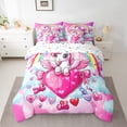 thumbnail image 3 of Homewish Cute Cartoon Unicorn 7-Piece Twin Bedding Sets,3D Loves Bowtie Bedding Comforter Set,Fairy Tale Theme Sheet Sets For Girls Kids,Super Cozy Room Decor Reversible, 3 of 9