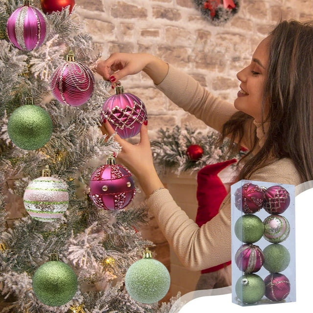 Décoratives Boules de Vacances, Boules de Noël Incassables, Ensemble de Décorations de Noël de Styles Multiples pour Arbres de Noël et Autres Décorations de Fête 8 Pcs