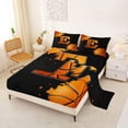 thumbnail image 2 of Castle Fairy Orange Basketball Initial E King Sheets 4pcs, Abstract Watercolor Splash Bedding, Black Orange,1 Fitted Sheet, 1 Flat Sheet and 2 Pillowcases, 2 of 6