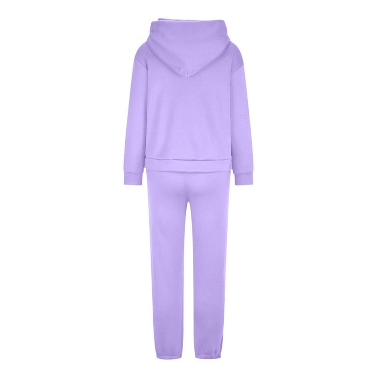 PMUYBHF Hot Pink Tracksuit Girls Pink Sweatsuit Set Women's Fashion Casual  2 Piece Sets Outfits Autumn Winter Hooded Sweatshirt and Jogger Pants