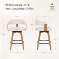thumbnail image 4 of Joyyskill Swivel Bar Stools Set of 2, 26” Wood Counter Height Barstools with Curved Back, Mid Century Modern Linen Upholstered Bar Chairs, Dark Oak/beige, 4 of 6