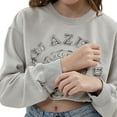 thumbnail image 6 of Amazhiyu Women's Printed Pullover Cropped Sweatshirt Crew Neck Long Sleeve Crop Tops, 6 of 14