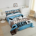 thumbnail image 4 of Erosebridal Adventure Theme Bedding Sets Full with Comforter,Black Blue Duvet Insert,Happy Camping Comforter Sets Full Size,Breathable Lodge Room Decor,Reversible,3-Piece, 4 of 8