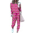 thumbnail image 2 of Conjuntos de pijamas navideños para mujer Tops de manga larga con estampado navideño Pantalones largos con cordón Conjunto de 2 piezas Chándales, 2 of 4