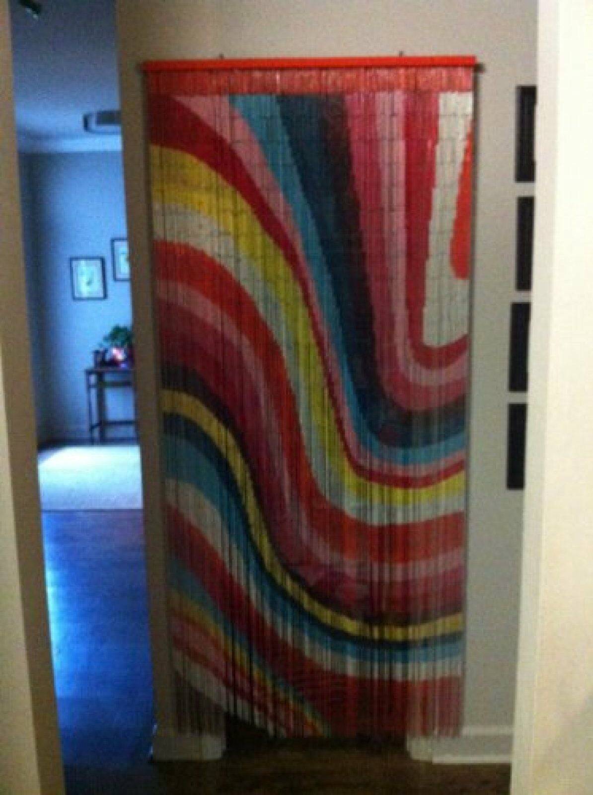 Vauluxe Modern Multicolor Painted Waves Beaded Curtains, 36in x 79in, 125 Strands