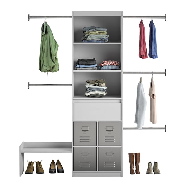 Max & Finn Grow with Me Grey Adjustable Kids' Closet Organizer