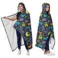 thumbnail image 2 of Wearable Blanket,DarkGray Cartoon Dinosaurs Pattern Hooded Wearable Sherpa Blanket for Adults & Teens,Winter Poncho Shawl Wrap Cape Thick Warm,60"x80", 2 of 5