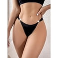 thumbnail image 2 of XmhyTop 3 piezas Tanga femenina de encaje y satén sedoso, diseño seductor, transpirable y ajuste perfecto，Talla S Negro, 2 of 5