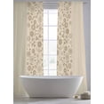 thumbnail image 4 of Japanese Sheer Curtains 96 Inch Length 2 Panels Set, Beige Farmhouse Retro Floral Leaf Pattern Voile Window Treatment Semi Sheer Long Curtains Drapes for Bedroom/Living Room/Kitchen 52"x96"x2, 4 of 7