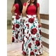 thumbnail image 2 of Vestido De Cuello Redondo Con Empalme Estampado, Elegante Vestido Largo Plisado De Cintura Delgada De Manga Corta, Ropa De Mujer, 2 of 4