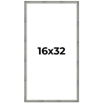 16x32 Frame Silver Grey Distressed Solid Wood Picture Frame | 0.75 Inch Moulding Width | Interior