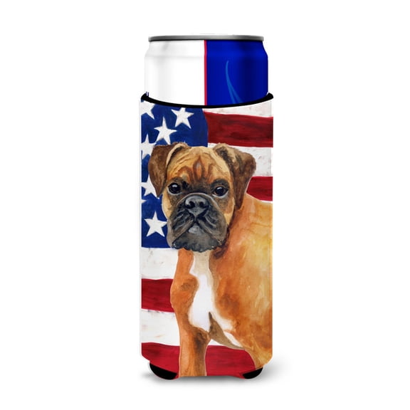 Carolines Treasures BB9640MUK German Boxer Patriotic Michelob Ultra Hugger for slim cans  Slim Can multicolor