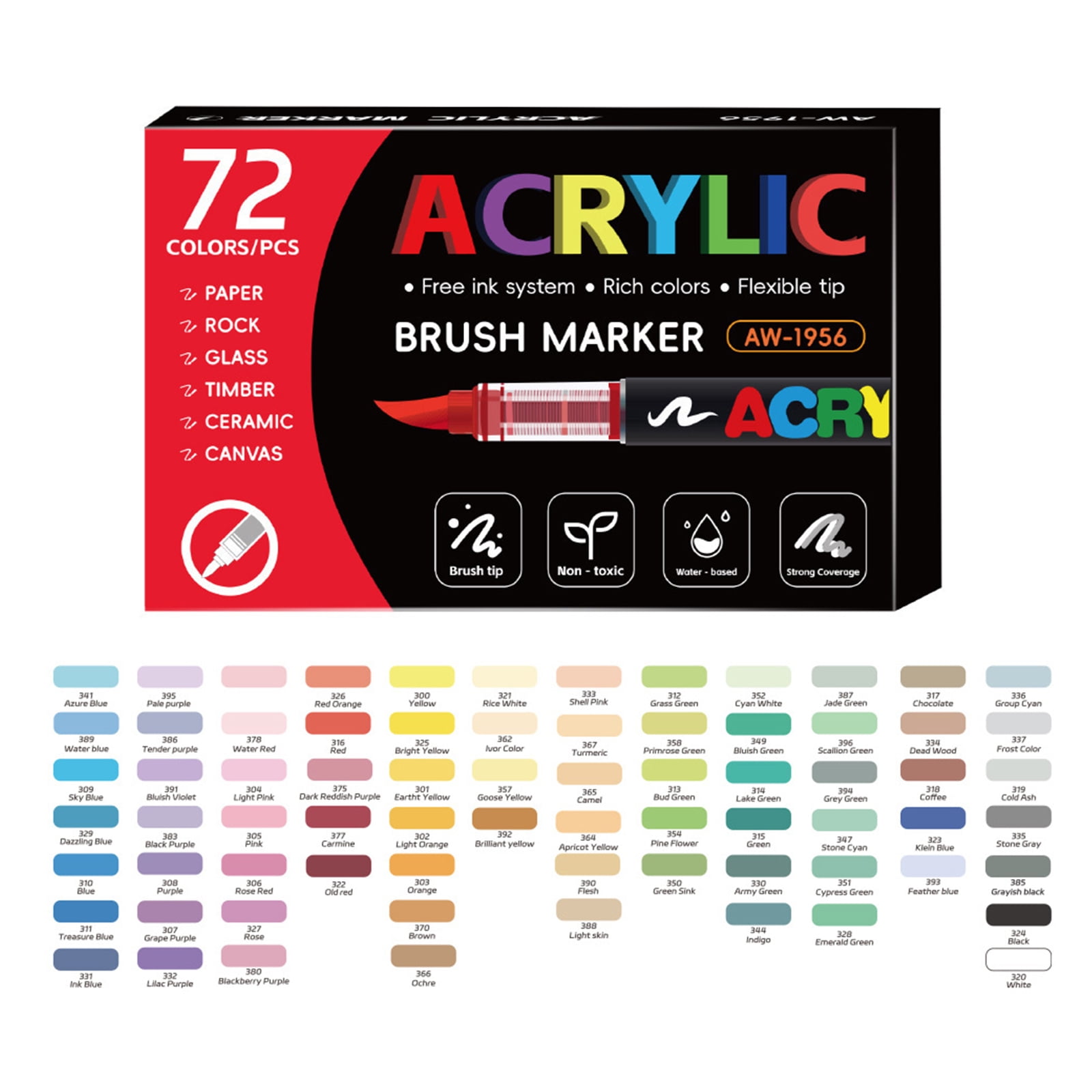 Liquid Acrylic Paint Marker Soft Brush Tip Acrylic Paint Pen for Card Making Drawing Coloring Scrapbooking Journaling