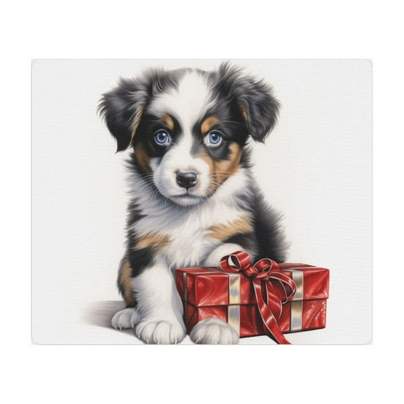 DistinctInk Mouse Pad - 1/4" Foam Rubber - Miniature American Shepherd Puppy Drawing
