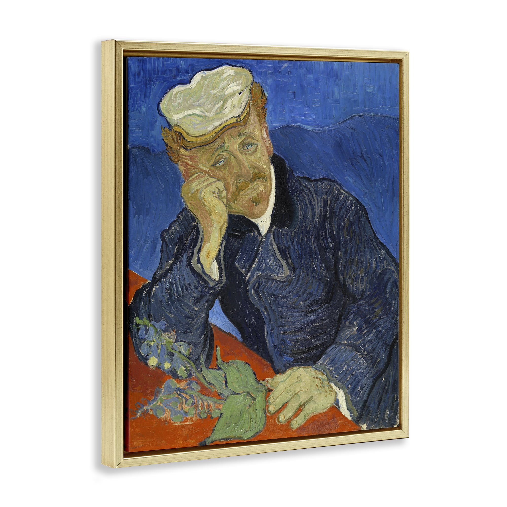 Stupell Industries Van Gogh Dr Paul Gachet People Painting Gold Floater Framed Canvas Art Print Wall Art, 17 x 21