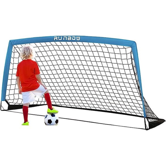 RUNBOW 6x4 ft Portable Kids Soccer Goal with Carry Bag, Foldable Soccer Net for Backyard Practice