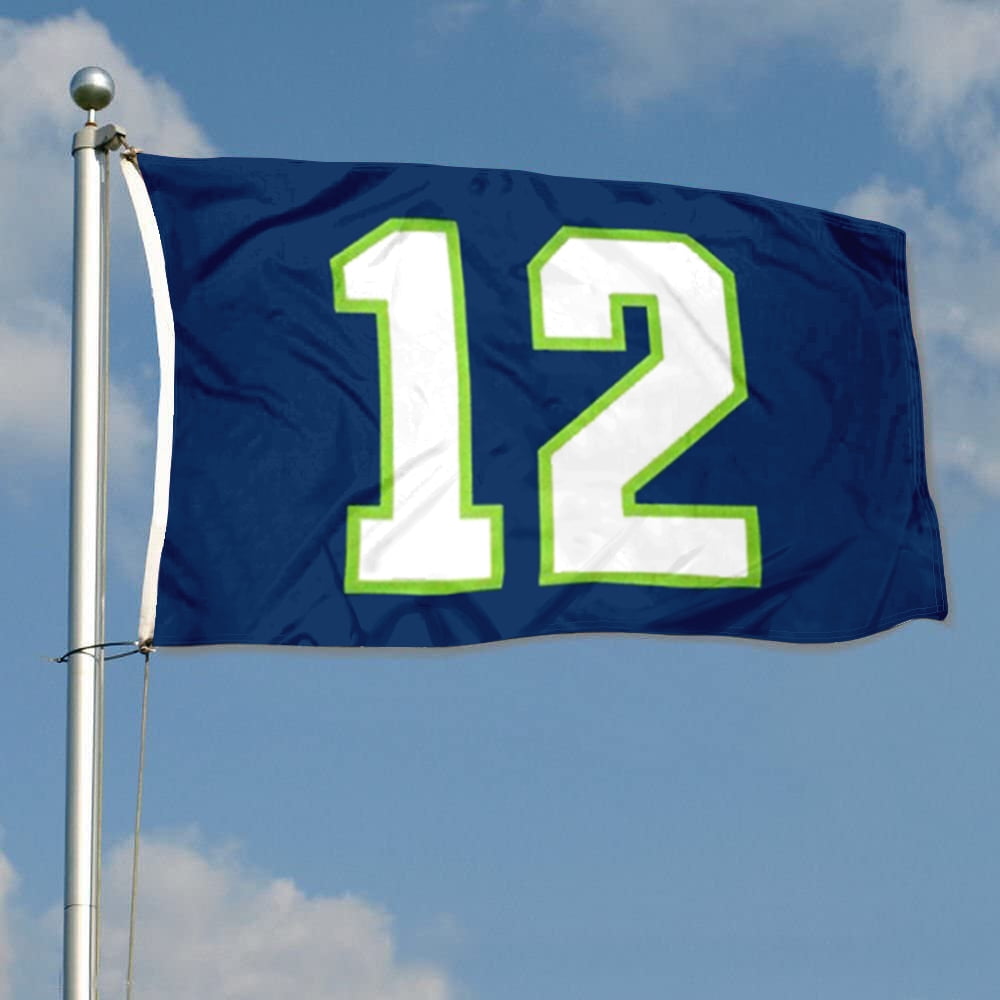 Dutern Double Sided 12th Man Blue Flag Banner 3 Ply with Brass Grommets 3x5 Feet