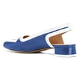 thumbnail image 2 of YDN Women Fashion Square Open Toe Low Block Heel Slide Pumps Loafers Slingback Slip On Sandal Office Ladies Dress Casual Summer Shoes Size 4 Blue, 2 of 3
