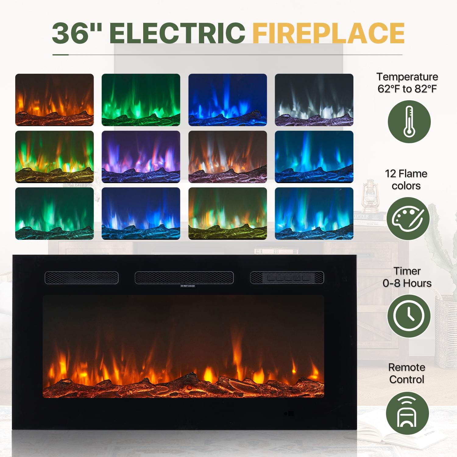 BaPiPro 70" Electric Fireplace TV Stand, Farmhouse Entertainment Center for TVs up to 80" with Storage Drawers, Rustic Brown