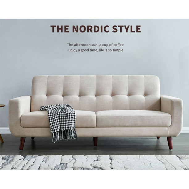 Beige Mid Century Modern Sofa 79 W Fabric For Small Beige Mid Century Modern Sofa 79 W