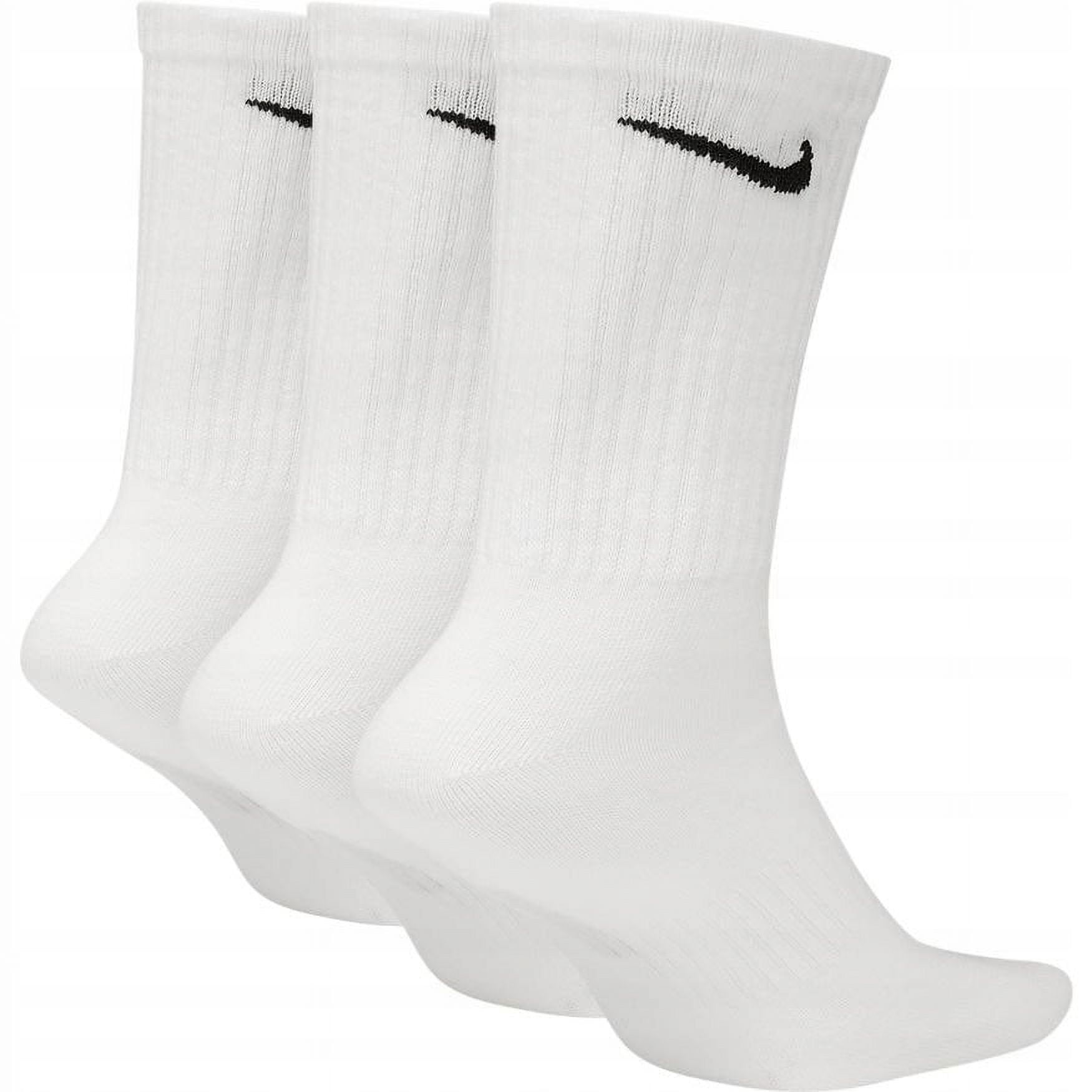 Nike Everyday Cushioned Crew Socks, White, Cotton, 3 Pack