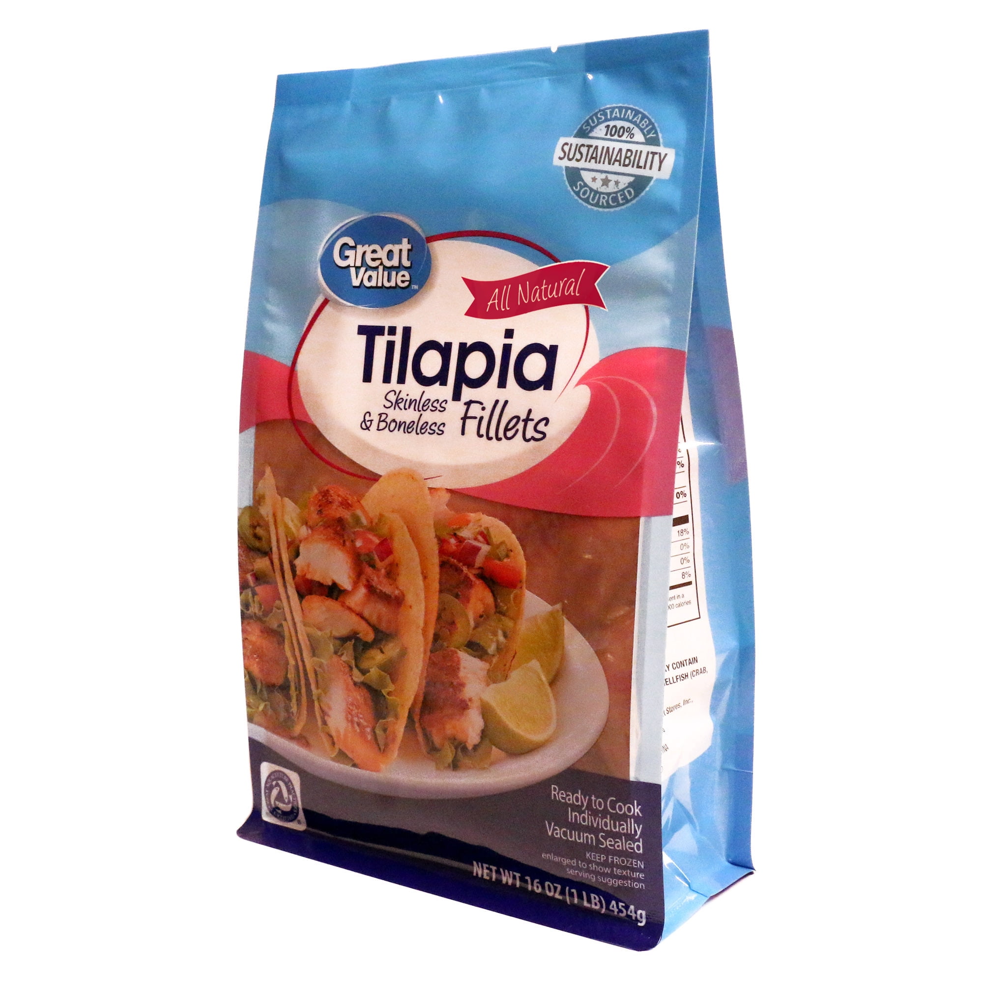 Great Value Tilapia Fillets 1lb - All Natural