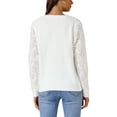 thumbnail image 3 of INSPIRE CHIC Women's Sweaters V Neck Knit Crochet Hollow Out Long Sleeve Pullover Sweater Top L White, 3 of 6