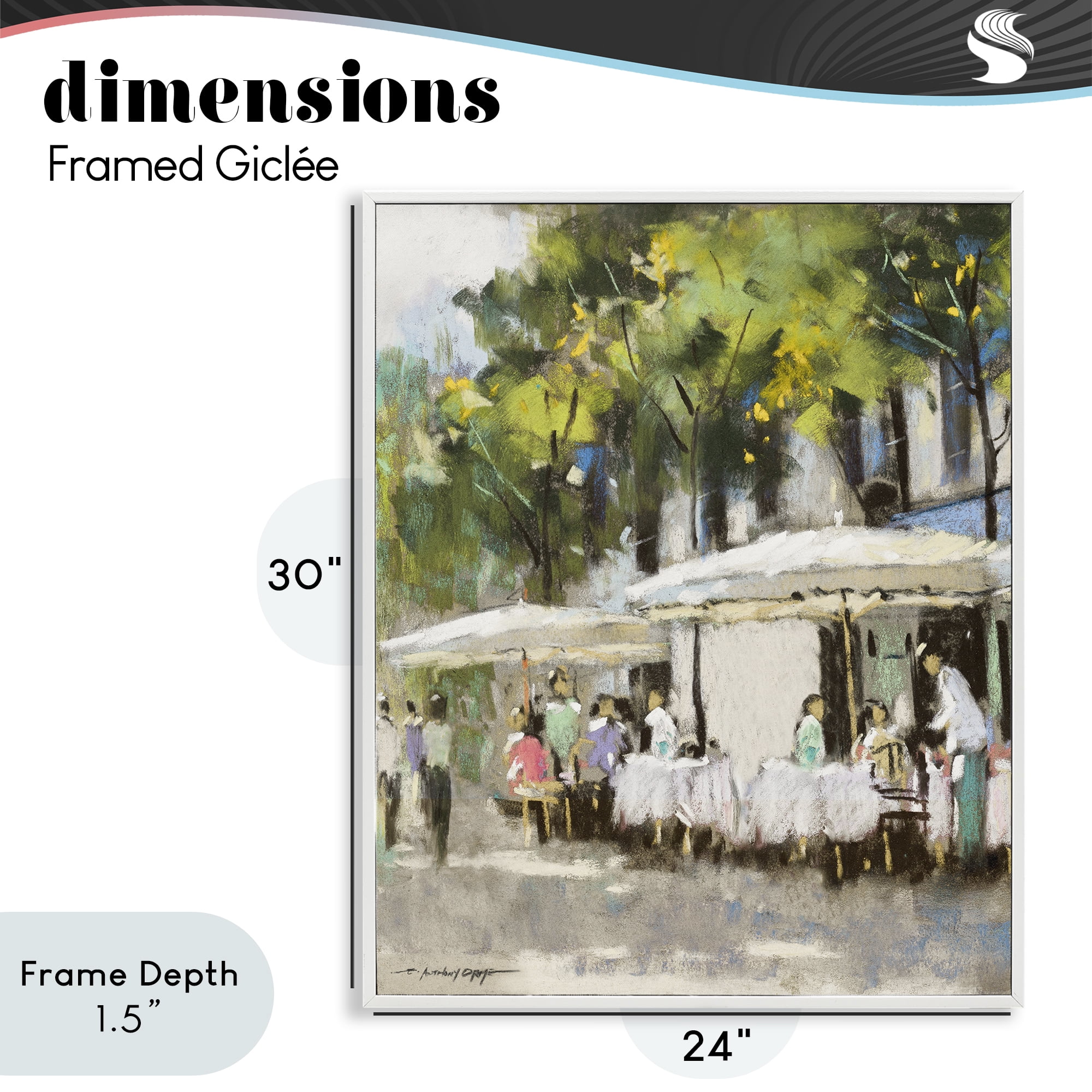 Stupell Industries Sunny Street Cafe Dining White Framed Giclee Art, design by Anthony Orme