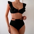thumbnail image 2 of ANINEO Women Swimwear V-Neck High Waist Flounce Bikini With Tie Design Soft Hawaii Summer Tropical Brazilian Beachwear, 2 of 8