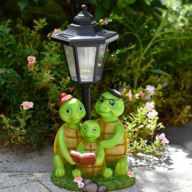 Estatua de rana para jardín, adorno de familia, luz solar, luz de , linterna, iluminación decorativa para porche, parterre de flores, terraza