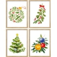 thumbnail image 2 of PixonSign Framed Wall Art Christmas Tree Ornament Bulb Mistletoe Collage, Set of 4 Holidays Wall Decor Arts, Seasonal Wall Décor, Adhesive Canvas Poster, Modern Home Artwork - 11"x14" Natural, 2 of 5