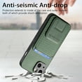 thumbnail image 6 of Magnetic Carbon Fiber Case for iPhone 15 with Holder Kickstand, Fiber Texture Wallet Phone Case with Card Holder Durable Military Grade Protection Cover for iPhone 15, Green, 6 of 10