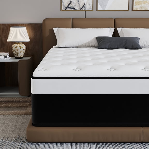Yilicy 12 inch Queen Mattress in a Box, Hybrid Gel Memory Foam with Individually Wrapped Pocket Coils, Medium Firm, Pressure Relief, Cooling Sleep Support for Adult