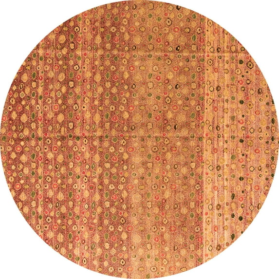 Ahgly Company Indoor Round Abstract Orange Modern Area Rugs, 3' Round