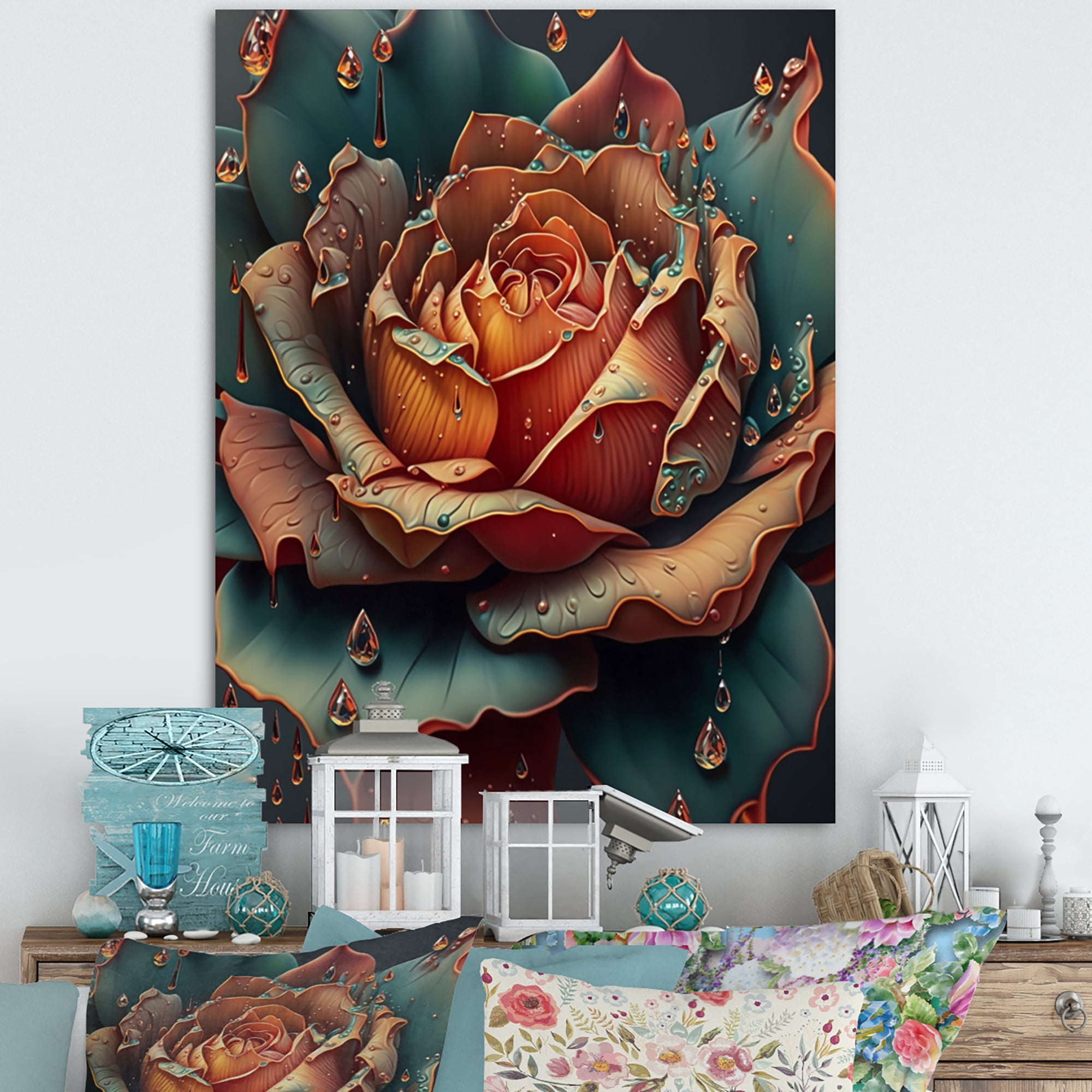 Designart Modern Blooming Rose II Canvas Wall Art