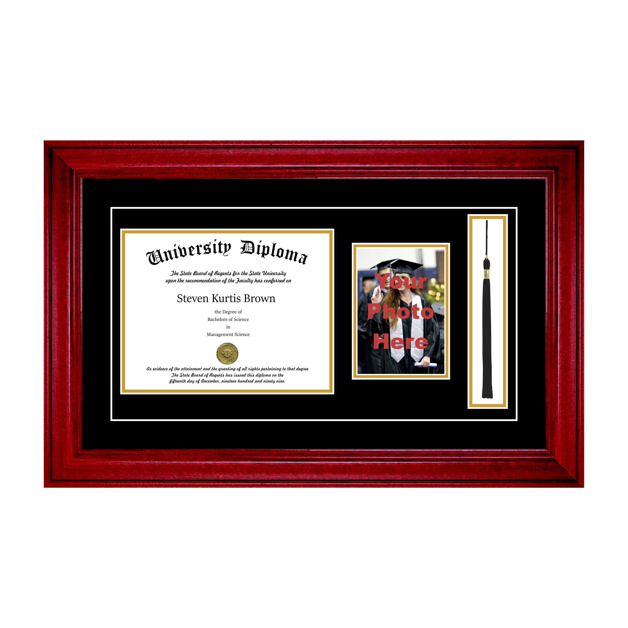Single Diploma Frame with 5x7 Photo, Tassel and Double Matting for 15 ...
