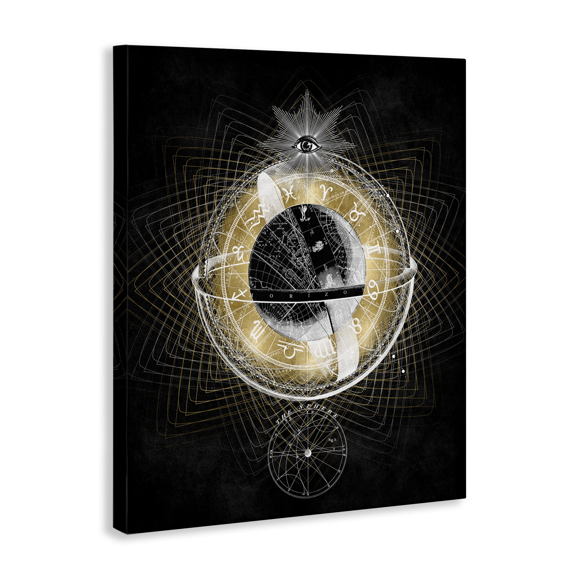 Stupell Industries Zodiac Symbols on Fractal Astrology & Stars Painting Wrapped Canvas Art Print Wall Art, 16 x 20