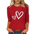 thumbnail image 2 of BEFOKA T Shirts For Women 3/4 Long Sleeve Valentine'S Day Crewneck Sweatshirt Love Heart Printed Blouses Dressy Tops For Women Pullover Sweatshirts Graphic Tops & T-Shirtsvacation Tees Tops, 2 of 5
