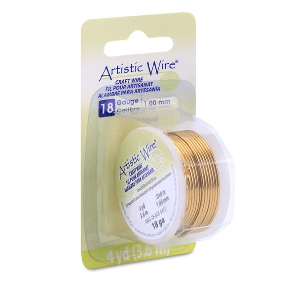 Artistic Wire Dispenser, Brass, 18-Gauge, 4 Yards/Pkg