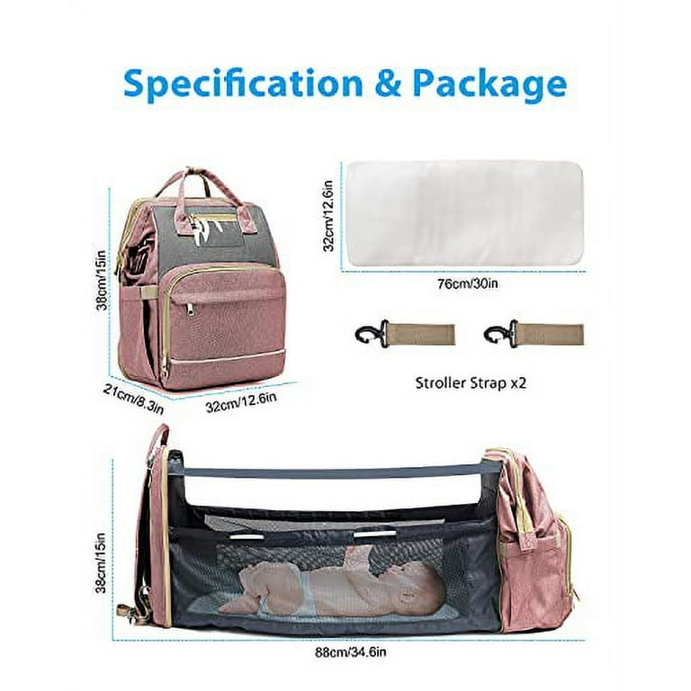 3 In 1 Diaper Bag Backpack With Changing Station, Diaper Bags For
