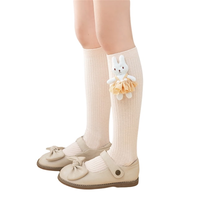 xiaxaixu Kids Girl’s Knee-high Socks, Cute Rabbit Elastic Lightweight Socks for Daily Party