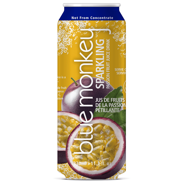 Blue Monkey Sparkling Passion Fruit Drink 11 2 Fl Oz Pack Of 12 Walmart Com
