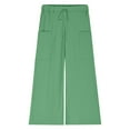 thumbnail image 4 of ZACPNCV Teen Girls Preppy Cotton Linen Pants Summer Loose Fit Elastic Waist Solid Lounge Long Trousers Green 9-10 Years, 4 of 7
