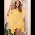 thumbnail image 4 of Traje de Baño de Playa Holgado y con Volantes de Color Liso para Mujer Amarillo Talla Única, 4 of 8