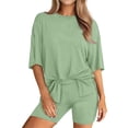 thumbnail image 2 of Stichou Women's 2 Piece Lounge Set 2026 Summer Casual Oversized Shirts Biker Shorts Matching Airport Travel Outfit Clothes Green L, 2 of 6