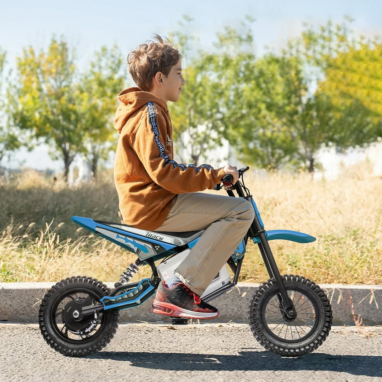 seven child  Track 7 BIG KIDS 24V Electric Dirt Bike, 350W Motorcycle, Up