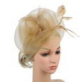 thumbnail image 2 of Fascinator for Women! Comdrip Fascinator Women's organza Church Kentucky Derby British Bridal Tea Party Women's Fascinators Beige One Size, 2 of 7